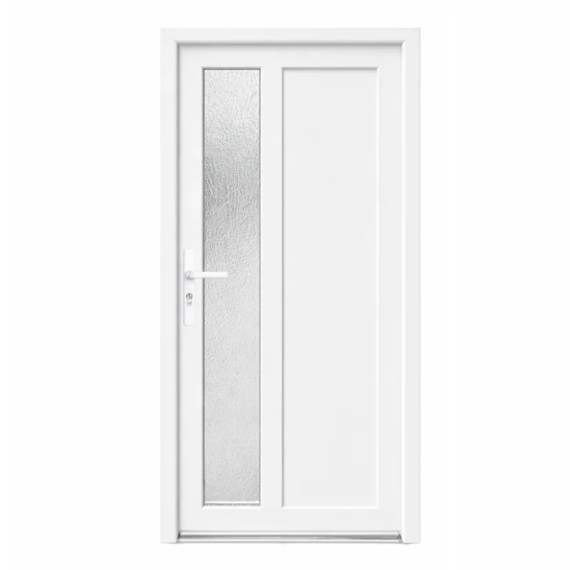 VCHODOVÉ DVEŘE PVC 1000×2050 mm – bílá/bílá - Otevírání: Pravé