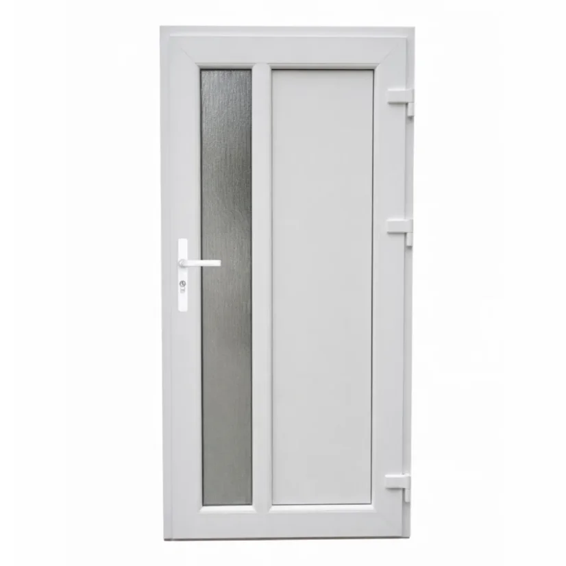 VCHODOVÉ DVEŘE PVC 1000×2050 mm – bílá/bílá - Otevírání: Pravé